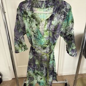 Sheer Beach Tunic Cover-Up with Tie Waist